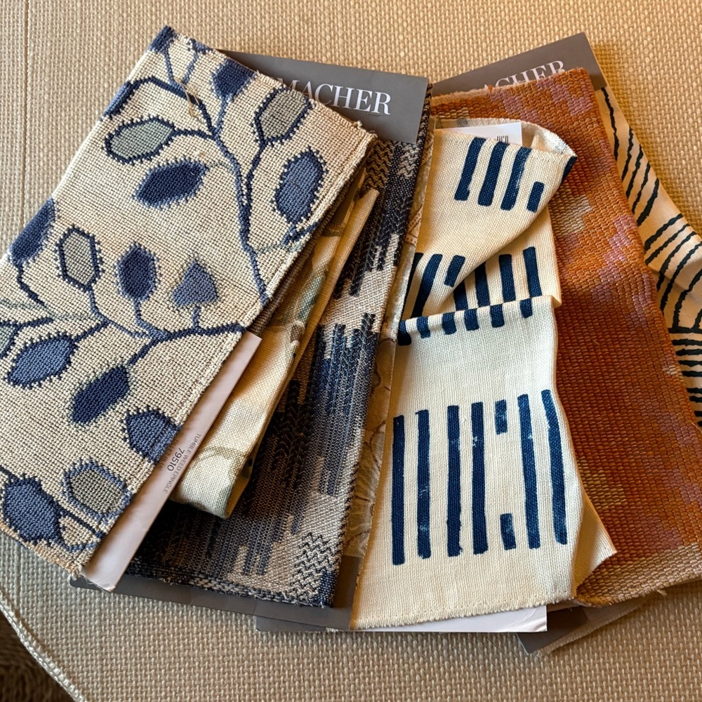 Set of 8 Schumacher Fabric Swatches